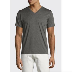 Theory - Incisive Silk-Cotton Clay Plaito V-Neck Tee